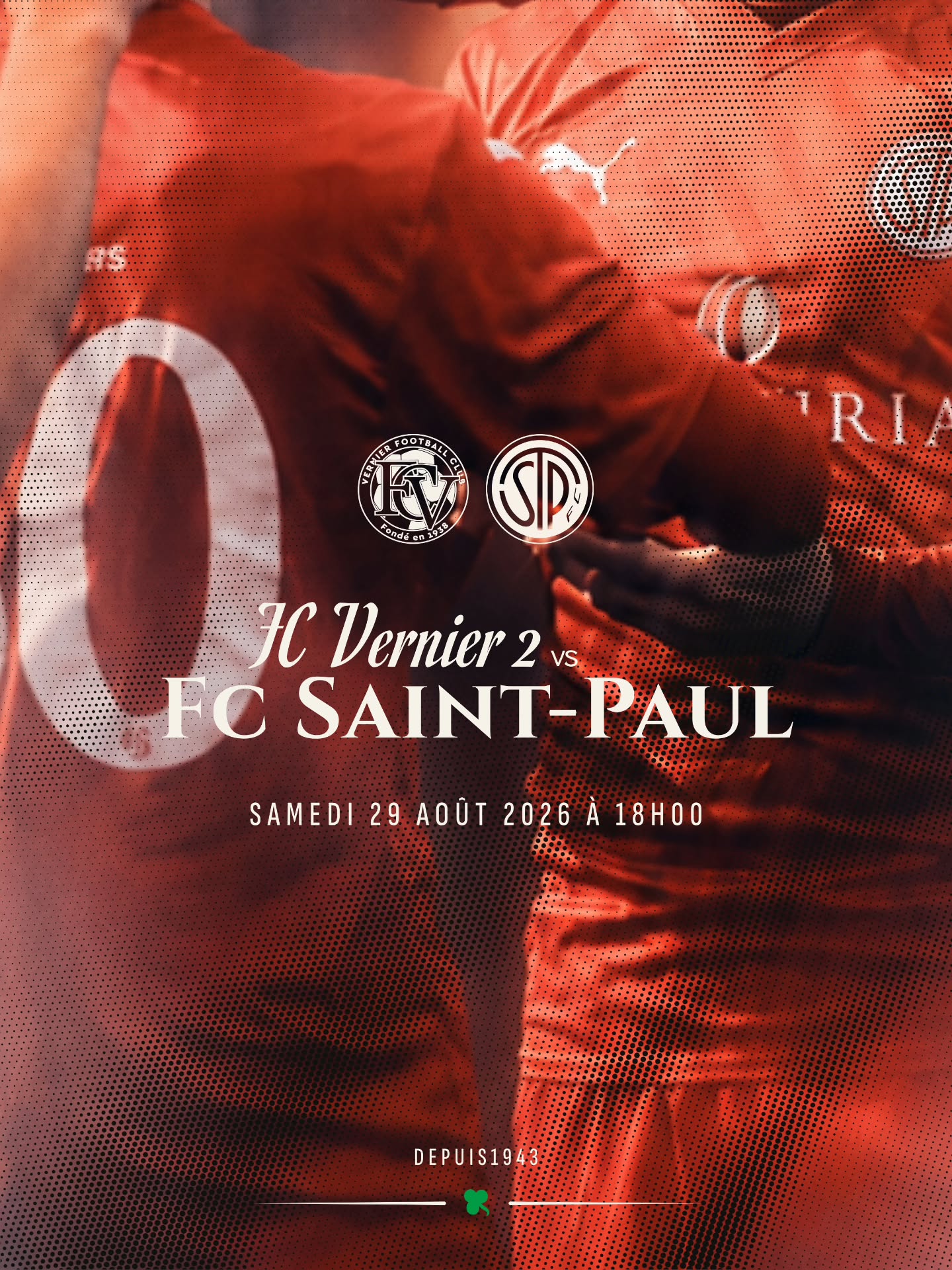 Affiche du match FC Vernier 2 contre FC Saint-Paul du samedi 29 août 2026 à 18 h