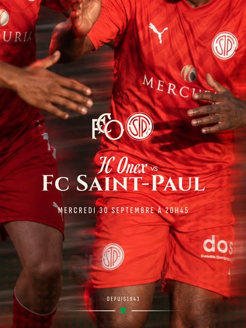 Affiche du déplacement de Saint-Paul à Onex en Coupe genevoise, le 30 septembre 2026